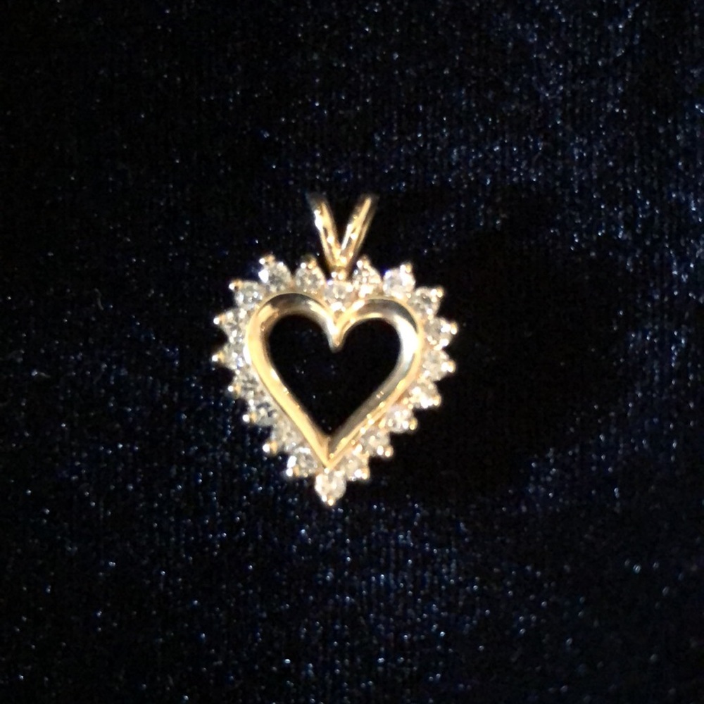 .50 TW Diamond Heart Pendant 14K Yellow Gold